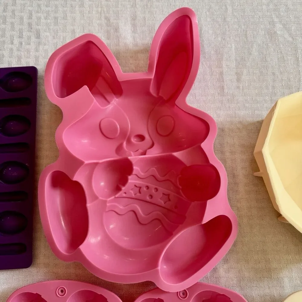 Silicone‎ Mold Lot Bunny Bear Heart Easter Candle Soap Resin Baking